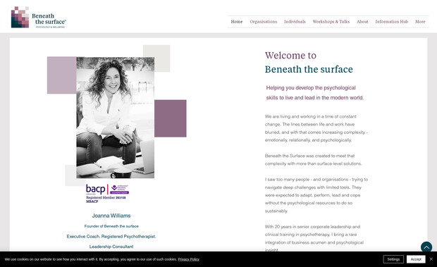 Beneath The Surface: Website Re-Design and Copywriting
