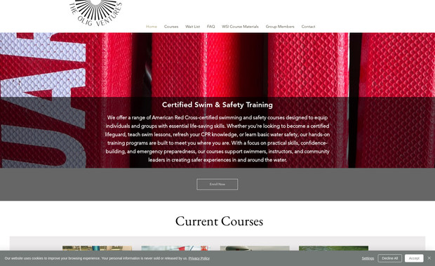 Olig Ventures: The Olig Ventures Swim Group website was built to highlight their certified swim and safety training programs while providing an easy path for visitors to register, learn, and participate. Using Wix, we designed a clean and professional site that focuses on the organization’s core offerings, including lifeguard training, instructor certification, and first aid and CPR. Each course is clearly presented with strong visuals and calls to action so users can quickly understand their options and sign up. The site also introduces the coaching team and reinforces trust by featuring their credentials, American Red Cross certification, and decades of combined experience in water safety. With dedicated sections for course materials, FAQs, waitlists, and contact forms, the site streamlines enrollment and makes it simple for students to get involved. The overall design supports Olig Ventures’ mission to create safer swimmers, stronger communities, and professional level preparedness for all ages and experience levels.