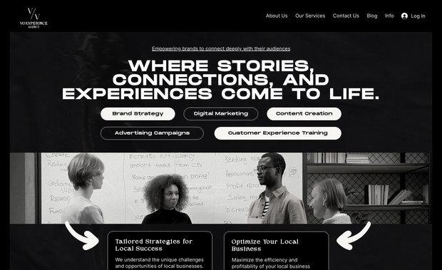 VoxXperience: Developed a bold and dynamic website for Voxxperience Agency, a creative powerhouse dedicated to helping brands tell their unique stories. The site reflects their commitment to authenticity, innovation, and crafting unforgettable brand experiences, with an engaging design that resonates with businesses of all sizes.