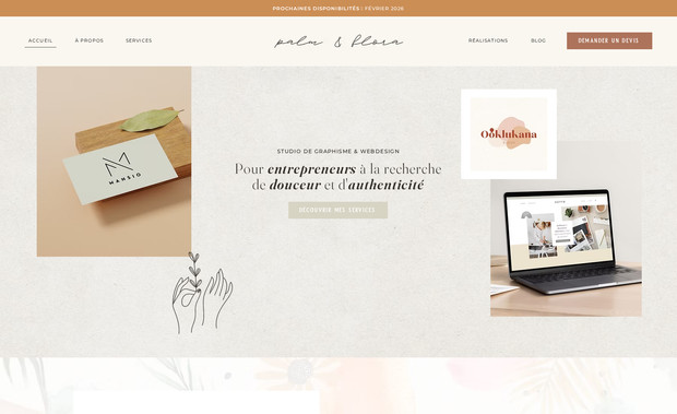 Palm & Flora | Identité visuelle & webdesign: Graphiste & webdesigner pour entrepreneurs à la recherche de douceur et d'authenticité