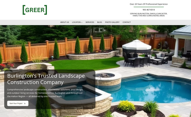 Greer Landscaping & Construction Corp.: The Greer Landscaping website project involved a complete redevelopment of the client’s previous online presence to better reflect the quality, expertise, and range of services offered by Greer Landscaping & Construction Corp.. With over 20 years of experience in luxury landscape construction, hardscaping, drainage, poolscapes, and custom outdoor solutions, Greer needed a website that matched their professional standards and showcased their work effectively.

I took over the old site and rebuilt it from the ground up with a fully responsive design to ensure excellent performance across all devices. The new site includes more than 10 plus custom pages, each structured to highlight Greer’s comprehensive services—including landscape construction, outdoor living spaces, drainage and stormwater systems, carpentry, and project management—while making it easier for visitors to find what they need.

A project gallery was added to visually showcase past work, helping to communicate craftsmanship and design capability to prospective clients. Advanced SEO optimization was implemented site-wide to improve visibility in search engines and drive organic traffic, while performance enhancements improved loading speed and user engagement.

To support ongoing growth and content marketing efforts, consistent blogging was integrated into the first year of the site’s launch, helping to build topical authority and further enhance search rankings. Overall, the redesigned Greer Landscaping website now delivers a professional, high-performing online presence that better represents the brand, supports lead generation, and improves the user experience from discovery to contact.