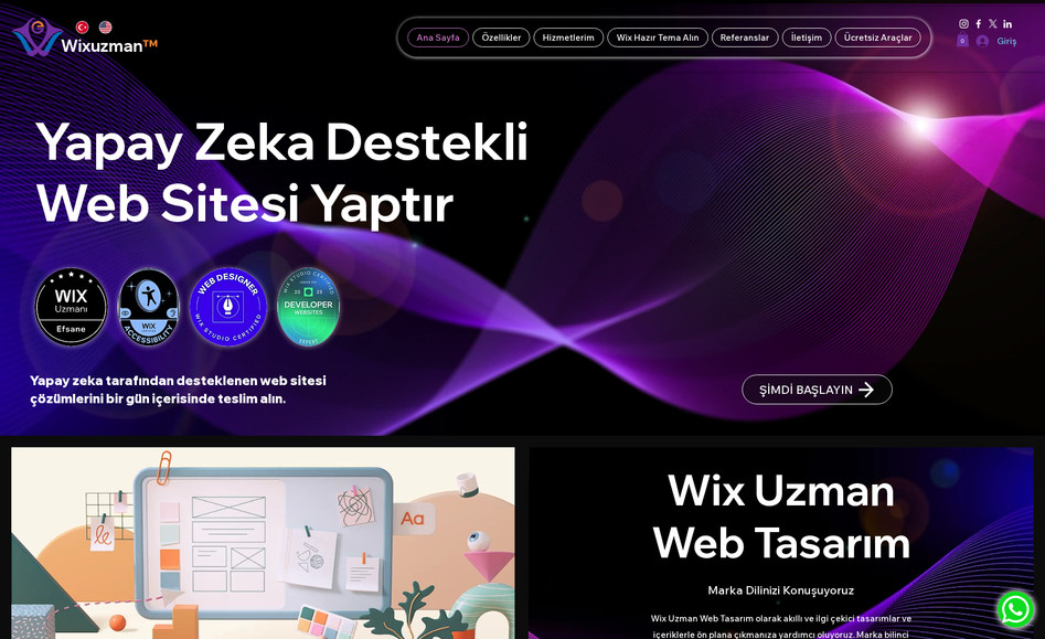 Wix Uzman Web Tasarım: "Wixuzman Web Tasarım" Kişisel Portfolyo sayfam. İleri düzey web tasarım ve kodlama desteği yanında sektörel olarak hazırlanmış özel wix hazır site temaları da satın alabilirsiniz.