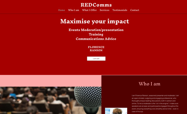  Redcomms  : Maximise your impact: Events Moderation/presentation
Training
Communication Advice