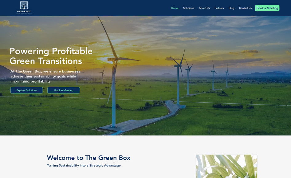 The Green Box: Website, Logo, and Graphic Design. Full copywriting.