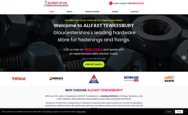 Allfast Tewkesbury: A straightforward, mobile‑friendly site that showcases products and services, opening hours, location, and contact details, built to inform customers and drive local enquiries.

