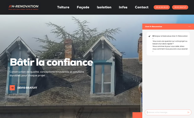 H-RENOVATION: Spécialiste en travaux de couverture, j’ai fondé H-Rénovation pour offrir à mes clients un savoir-faire éprouvé et des prestations de haute qualité. Fort de plusieurs années d’expérience dans le domaine, j’interviens sur tous types de toitures, qu’il s’agisse de rénovation, d’entretien ou de pose neuve.
Mon engagement ? Assurer la protection et la longévité de votre habitat grâce à des solutions sur mesure, alliant expertise technique et respect des normes en vigueur.
Faites confiance à H-Rénovation pour un travail soigné et durable.