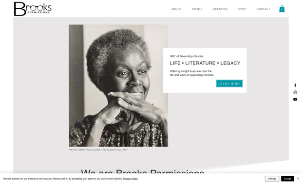 Brooks Permissions: Brooks Permissions provides programs, and licensing opportunities related to Gwendolyn Brooks' groundbreaking work as the first Black Pulitzer Prize winner. The eCommerce website design project included development of a strategic website strategy and website redesign services. The site features an eCommerce store, email subscribe + lead magnet, custom forms, email automations and clear calls to action.*