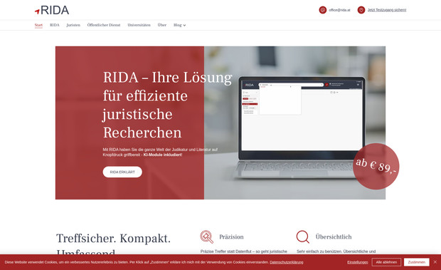 Rida: Rechtsdatenbank für ein Österreichisches Unternehmen. Erstellt mit Wix Studio