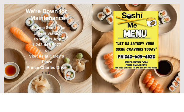 Sushi Me Bahamas: Website and Logo Design package for Sushi Restaurant located in the Bahamas.