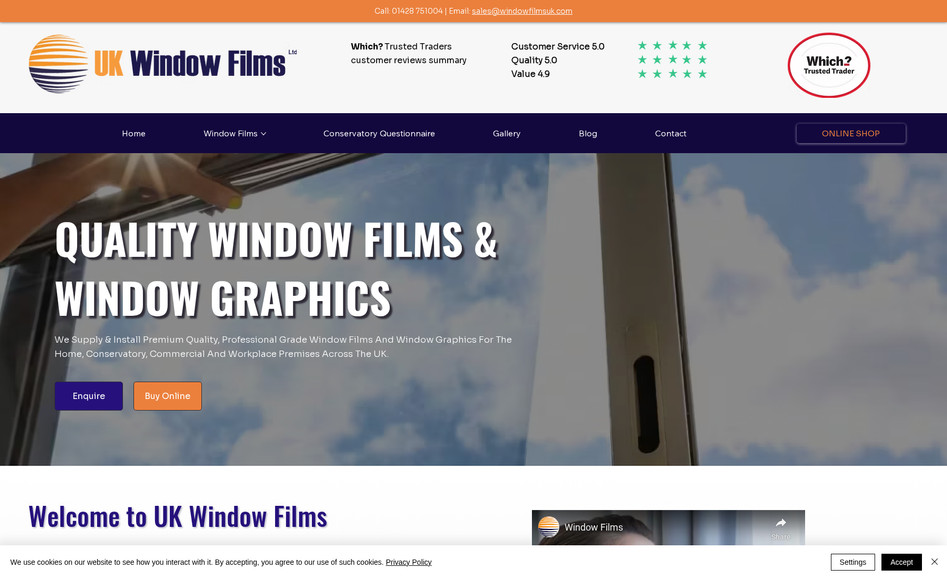 UK Window Films: Website design and build, online calculator, SEO 