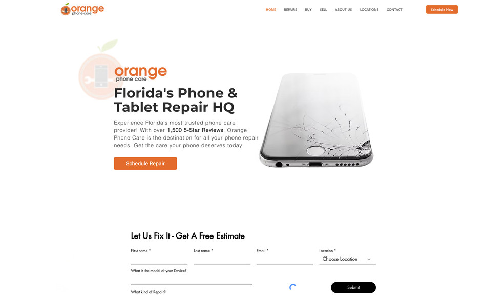 Orange Phone Care: We helped migrate a phone repair company over from a simple, old Wordpress site into a new, fancy Wix-based site!