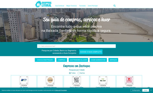 Shopping Litoral: Website Institucional com uso de CMS para criação de catálogo de lojas utilizando páginas dinâmicas, download de materiais em PDF e integração plataformas Google para campanhas de tráfego.