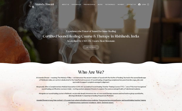 Ananda Dhwani: Website Design 