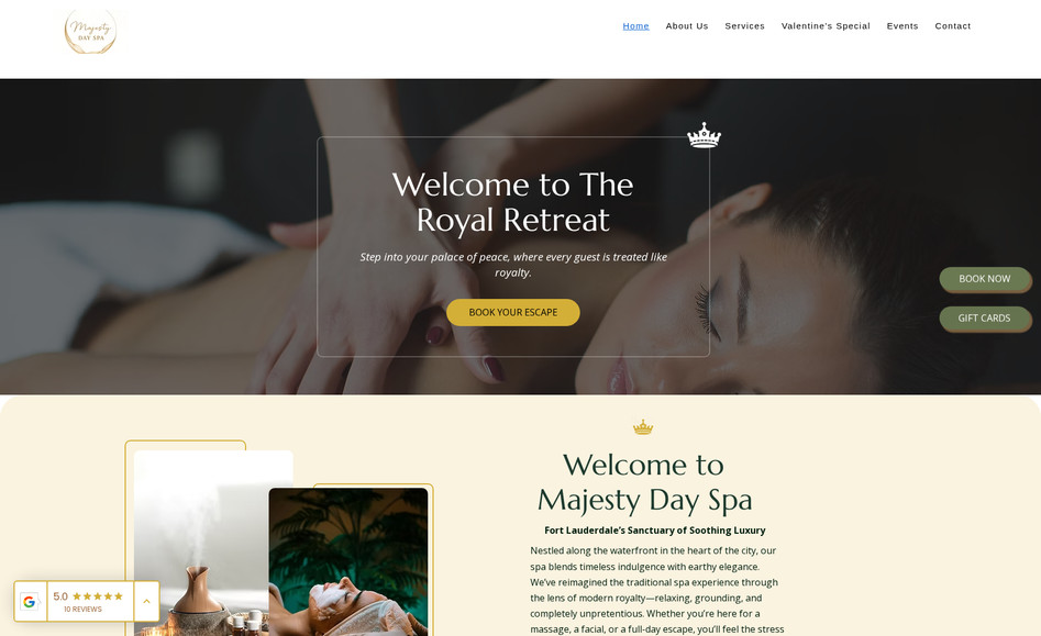Yourmajestyspa.com: I designed the Your Majesty Spa website to feel calm, elegant, and welcoming, just like the spa itself. The focus was on making it easy for visitors to explore services, get the right vibe, and book their experience without any friction.
