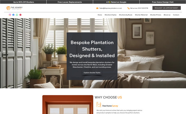 The Joinery Shutter Co: Full website redesign for the joinery shutter co