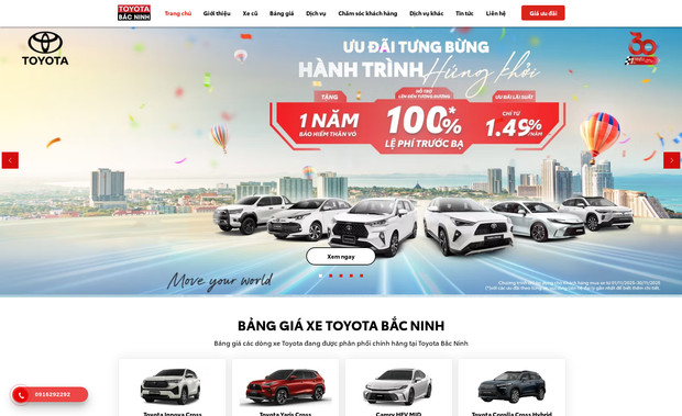 Toyota Bắc Ninh: Project: Toyota Bắc Ninh - ToyotaBacNinh.com
Overview: Toyota Bắc Ninh, a major dealership in the Toyota network in Vietnam, partnered with Tempeeshop.com to create an impactful online presence. This project required us to leverage our expertise in web design and SEO to deliver a high-performing website.

What We Did:

Website Design and Development: We developed the Toyota Bắc Ninh website from scratch, incorporating an intuitive and engaging design. The website features essential functions such as detailed price lists and comprehensive product pages for each car model.

Mobile Optimization: Ensured the website is fully responsive, offering an excellent user experience across all devices.

Content Creation: Created and organized all website content, aligning it with Toyota's brand identity and providing valuable information to visitors.

SEO Optimization: Implemented a robust SEO strategy that successfully improved the site's visibility and search engine ranking.

Results: The website now boasts over 30,000 visits per month and has been well-received by customers for its ease of use and informative content. Our effective SEO efforts have significantly boosted Toyota Bắc Ninh's online presence and customer engagement.