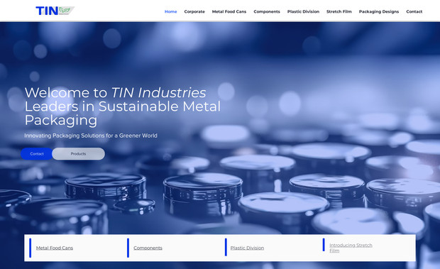 TIN Industries: This site was made for a packaging company in the United States that works with metal and plastic products.
The goal was to keep everything clean, modern and easy to navigate, with a professional look that fits their industrial market.