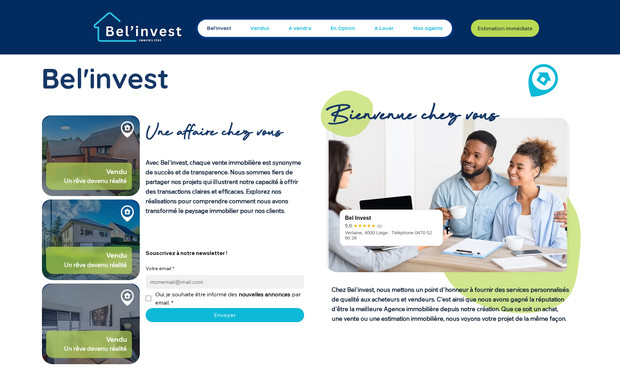 Bel Invest: Le projet comprend la conception UX/UI, l’intégration responsive, ainsi qu’une optimisation SEO de base pour améliorer la visibilité en ligne. L’objectif était de présenter efficacement les biens immobiliers proposés et de faciliter la prise de contact avec les clients potentiels.