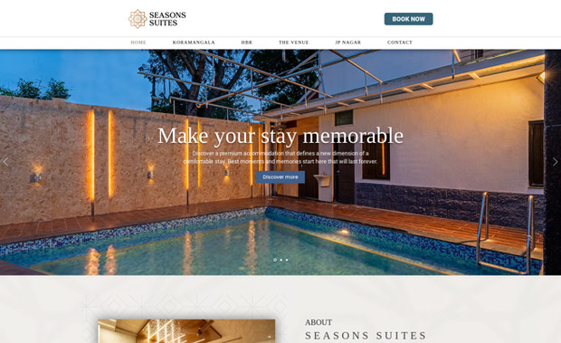 Seasons Suites: Seasons Suites was a fantastic project that allowed us to showcase our expertise in web development for the hospitality industry. We designed a user-friendly and visually appealing website for Seasons Suites, a premier hotel destination.

Our work included creating an elegant and intuitive booking system, optimizing the site for mobile responsiveness, and enhancing the overall user experience. We also incorporated high-quality images and engaging content to highlight the luxurious amenities and beautiful surroundings of Seasons Suites.

The website now offers a seamless browsing and booking experience for potential guests, making it easier for them to explore and reserve their stay at this exceptional hotel. We take pride in contributing to the success of Seasons Suites and look forward to more exciting projects in the future!