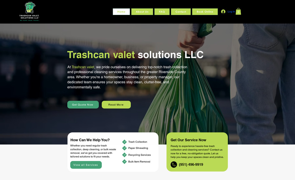 Trashcan Valet: Complete Website Design. 
