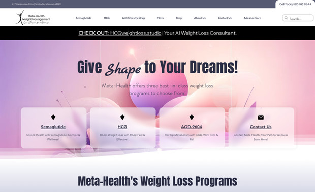 Meta-Health: Wix Studio Site built for weight loss solutions.