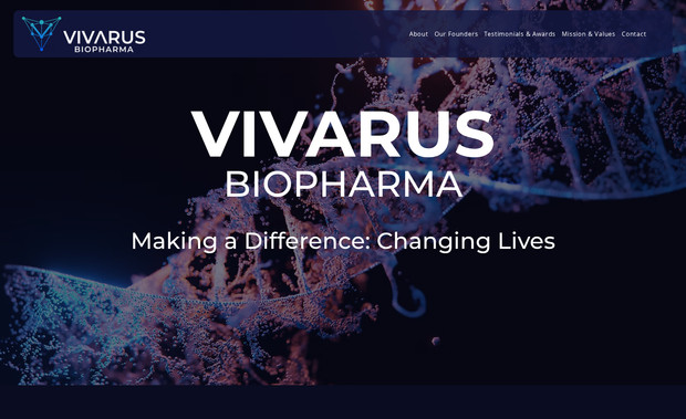 Vivarus Biopharma: Landing page for bio tech company using Wix STUDIO 
