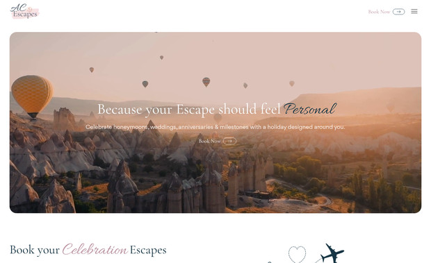 AC Escapes: Designed for a travel brand, this site harnesses visual appeal and wanderlust-inspiring layouts to engage visitors. Built using grant funding, the website highlights travel destinations and experiences while providing clear calls to action for bookings and enquiries.