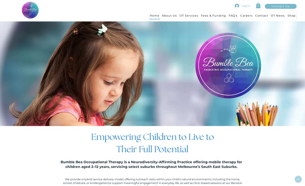 Bumble Bea OT: A simple single page website showcasing an OT specialist in Melbourne 