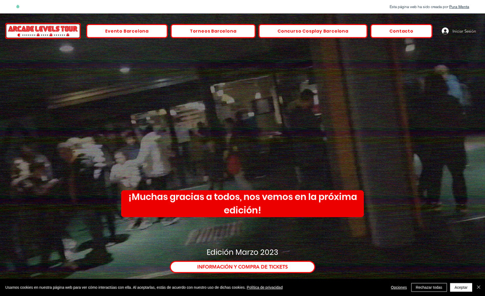 Arcade Levels Tour: Organizar un gran evento conlleva una gran responsabilidad. Mostrarlo al público precisa una web que recoja todas y cada una de las necesidades de sus participantes y facilite toda la logística de compra y de administración, haciéndolo práctico y sencillo al consumidor final.

Arcade Levels Tour se compone de varios eventos relacionados con el mundo de las máquinas arcade y retro, que se organiza y celebra en España. 

Nuestro cliente nos presentó la idea de crear una web para la venta de sus entradas y la logística de acceso al mismo, lo cual llevamos a cabo.

Además de la realización de la web  prestamos nuestros servicios profesionales asistiendo al evento celebrado en Barcelona, y realizando un streaming online y supervisando su funcionamiento y desarrollo de principio a fin. Fue un éxito rotundo.