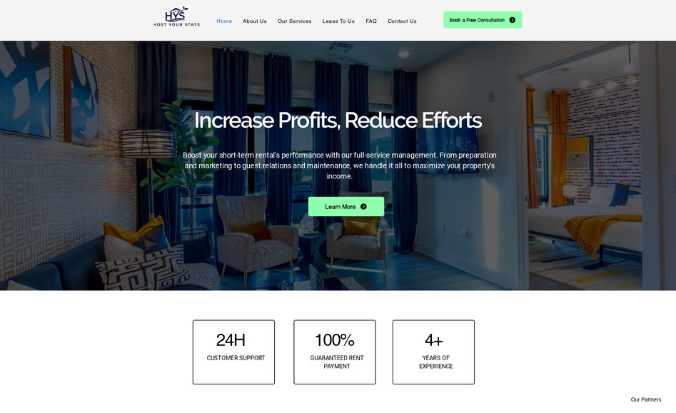 Host Your Stays: I created a professional and modern website for Host Your Stays, a short-term rental and Airbnb management service. The site explains their services clearly, includes property highlights, and makes it easy for homeowners to get in touch. It’s mobile-friendly, fast-loading, and SEO-optimized to help attract more clients.
