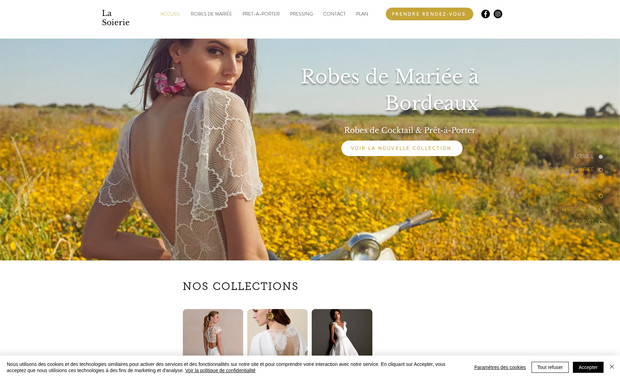 La Soierie: Robes de Mariée à Bordeaux.

Nous avons crée le site pour notre cliente en 2020, et depuis nous mettons à jour ses nouvelles collections, nous animons ses réseaux sociaux (Instagram et Facebook) et mettons en avant ses modèles via des campagnes publicitaires Meta Ads et Google Ads. 