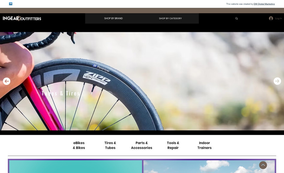 INGEAR Outfitters: E-commerce omni-store representing nearly 100 brands in the bicycle/e-bike industry. Created with EditorX and Wix Stores.