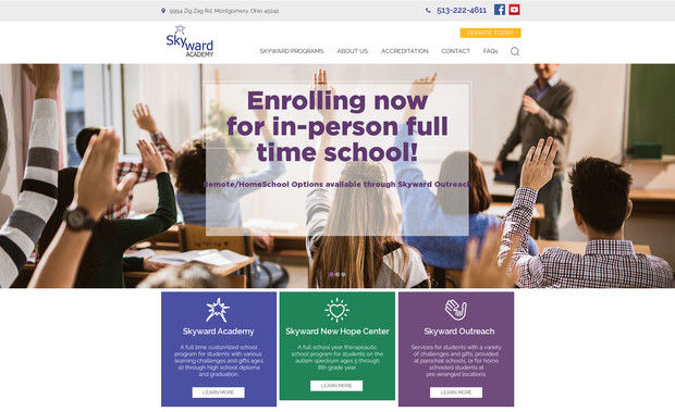 Skyward Academy: Skyward Academy needed an updated design for their site. We reorganized the content and navigation to create a better user experience.