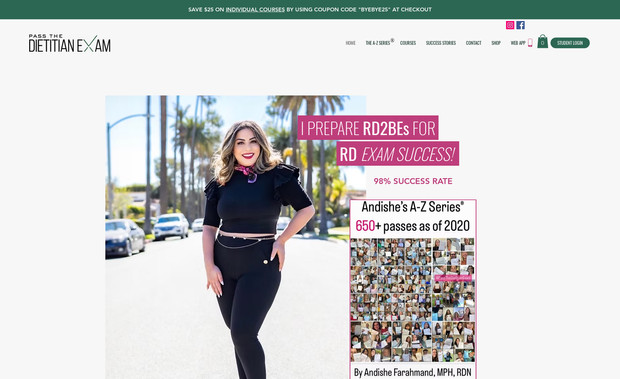 Andishe Farahmand | Pass the Dietitian Exam Courses: Andishe Farahmand, an educator helping aspiring dietitians pass their national exam, needed her first professional digital platform to sell courses and resources. Without a centralized website or app presence, students struggled to find her materials, and she was missing valuable SEO traffic from dietitian exam prep searches.

Xtolia built a custom Wix eCommerce website from scratch, integrated MyKajabi for course delivery, and set up her Google Play and Apple App Store presence to expand reach. The site featured a course catalog, secure payments, a student booking system, and SEO targeting exam prep keywords. With a mobile-optimized design and cross-platform accessibility, Andishe launched as a trusted authority in her field, driving steady course sales, student engagement, and strong online visibility. Website built, eLearning setup & SEO by Xtolia Inc.