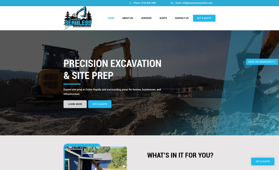 SEAMLESS EXCAVATION & GRADING: Seamless Excavation & Grading came to us without a website or even a Google Business Profile. They needed a strong digital presence that would reflect the high-value projects they specialize in and attract the type of clients they wanted to continue working with. Illuminate Digital designed and launched a website built to convert at a high level, while also creating and optimizing their Google Business Profile on a monthly basis.

The results spoke for themselves. Within the first three months of going live, Seamless Excavation & Grading reported over $28,000 in new business directly attributed to their website and Google profile. Since then, they’ve shared that the following six months have far exceeded even those impressive early results. Their new site not only showcases their expertise but also positions them as a trusted leader for large-scale excavation and grading projects.