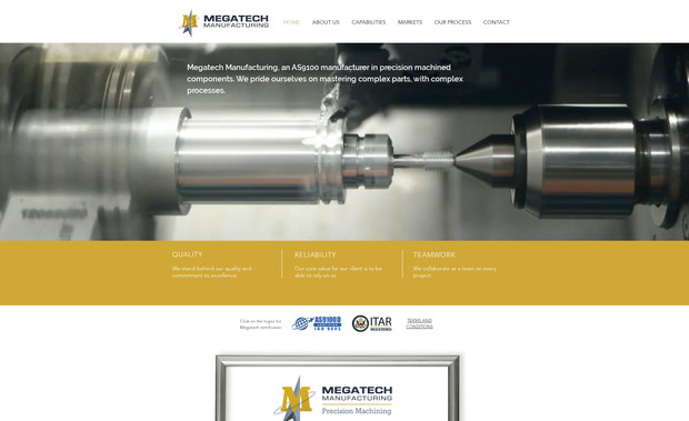 Megatech: This client needed a website for their precision machining business. It incorporates videos & photos, services of their CNC equipment and a custom infographic. 