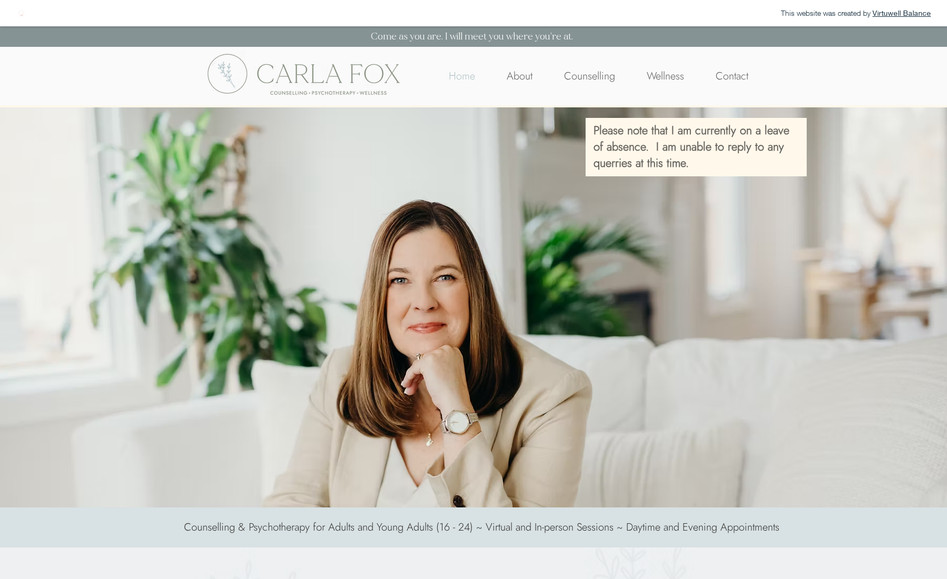 Carla Fox: Branding and classic website design client.