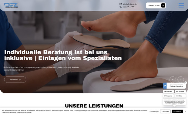 OFZ Berlin: Entwicklung und Design einer responsiven, dynamischen Website für die Repräsentation des Unternehmens und für die webbasierte Gewinnung neuer Kund:innen.
