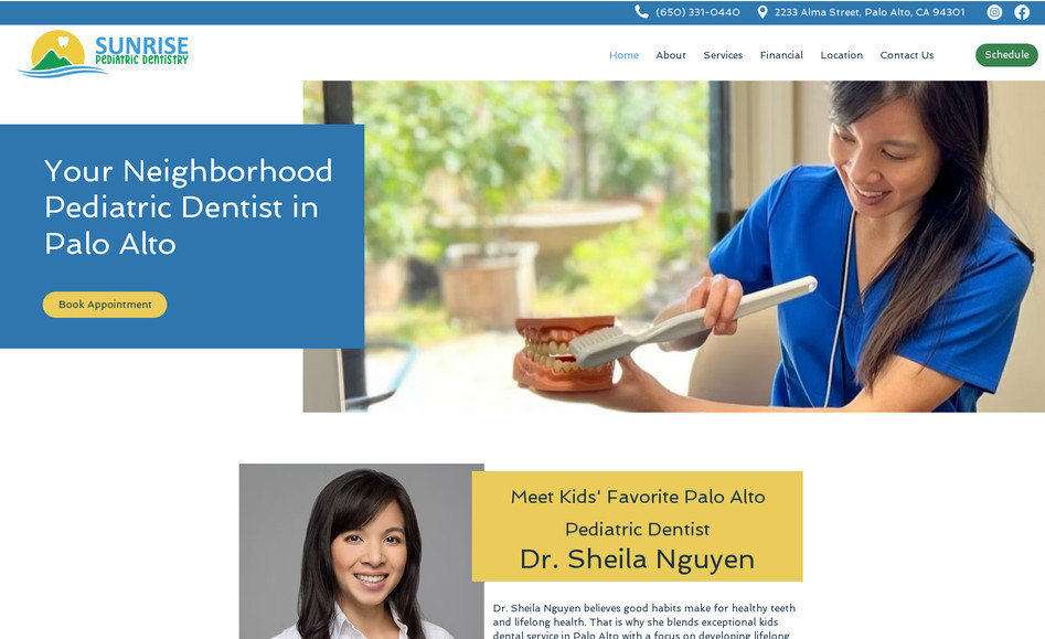 Sunrise Pediatric Dentistry: New website for dentist matching her marketing materials