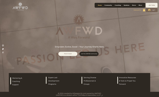 AWFWD: The AWFWD website is designed as a comprehensive resource hub for career advancement, offering networking opportunities, coaching services, and exclusive content for members. The site features an intuitive design, event listings, and seamless integration with membership plans.

✔ Features & Highlights:
💼 Professional, Clean Website Layout
📅 Integrated Event Registration System
📄 Membership-Based Access & Subscription Options
🎤 Podcast & Exclusive Content Sections