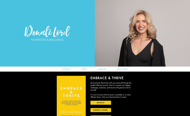Colorado Nutrition & Fitness: Denali had a logo and website, but was in definite need of an upgrade. Initially, we were going with a black and white theme. As we offer complimentary brand books with certain website packages, though, our dive into how she wanted her brand to look made us quickly realize a pop of color was needed for her bright personality! 

We finessed her logo and added iconography to the site to elevate her work. The icons resemble her chosen script font with their line drawings that ebb and flow similar to movements while cardio training. 

To ensure her brand was cohesive, but keep to her photographer's guidelines of not altering their work, we added more photos in which were edited with a color scheme to blend the full look together. 

Denali has a lot of methods to her training, so what could have been a very complicated website has a very simple viewing process due to our efforts streamlining the UI experience. 

She opted to have us build the site, but manage it herself, which meant all her updated podcasts would be linked on her own. To help her succeed, we made an easy-to-use upload system for each podcast link, sent tutorial videos, and had a zoom call to further discuss it all. She has thrived with her new site and we're so happy to see it!