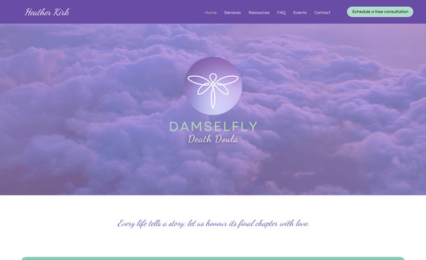 Damselfly Website: Death Doula Website and Branding 