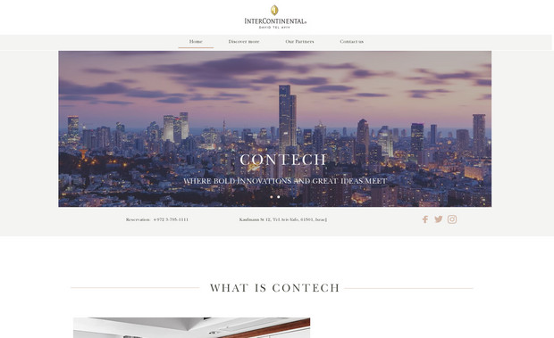 InterContinental David Tel Aviv: The InterContinental David Tel Aviv has launched a unique concierge program through its established partnerships with various institutes that supports and cultivates a culture of innovation, to add value to our distinguished guests who seek to form business relationships with local ecosystems.