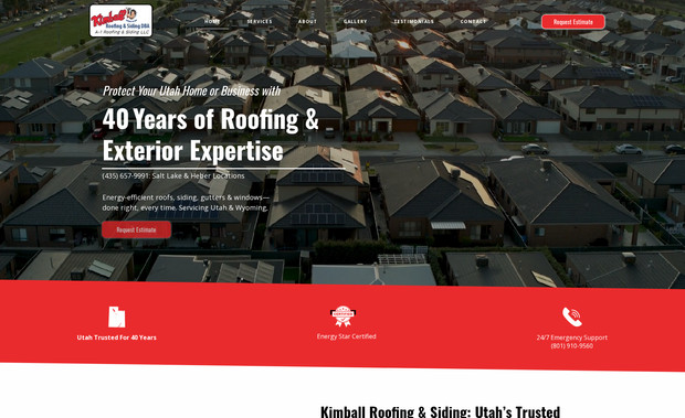 Kimbal Roofing & Siding Utah: Roofing website for a top roofing contractor in Utah. 