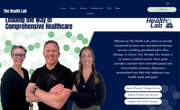 The Health Lab: Wix Studio Site for a healthcare oriented business offering Primary Healthcare, Physical Therapy and Pelvic Floor Therapy.