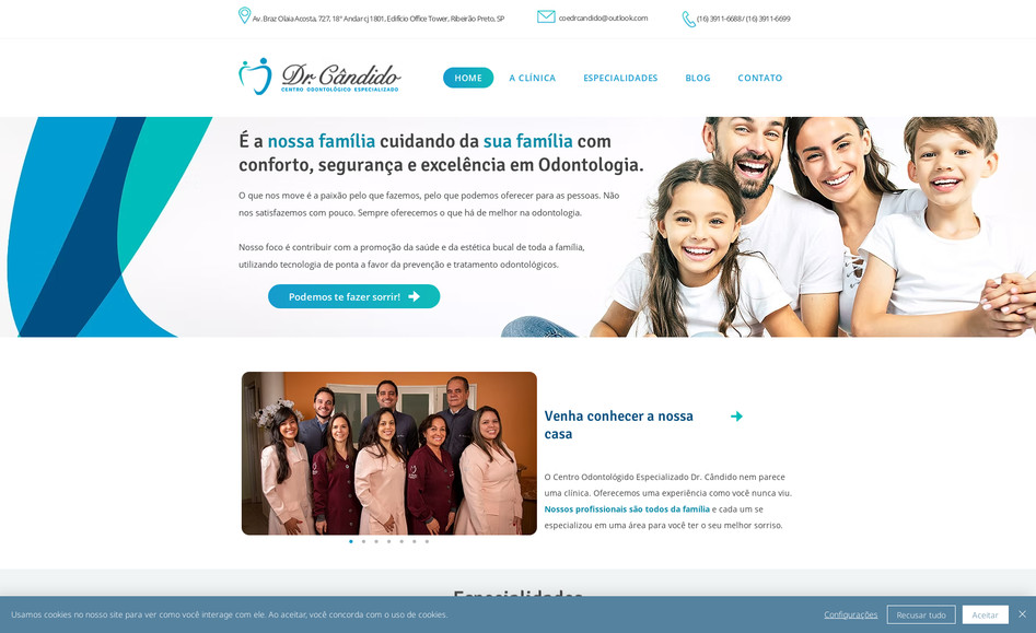 Odontologia Dr. Cândido: Esse projeto foi desenvolvido para uma Agência Parceira, que me enviou o layout e eu fiz a programação do site 100% em cima do modelo do Cliente. O trabalho ficou incrível.