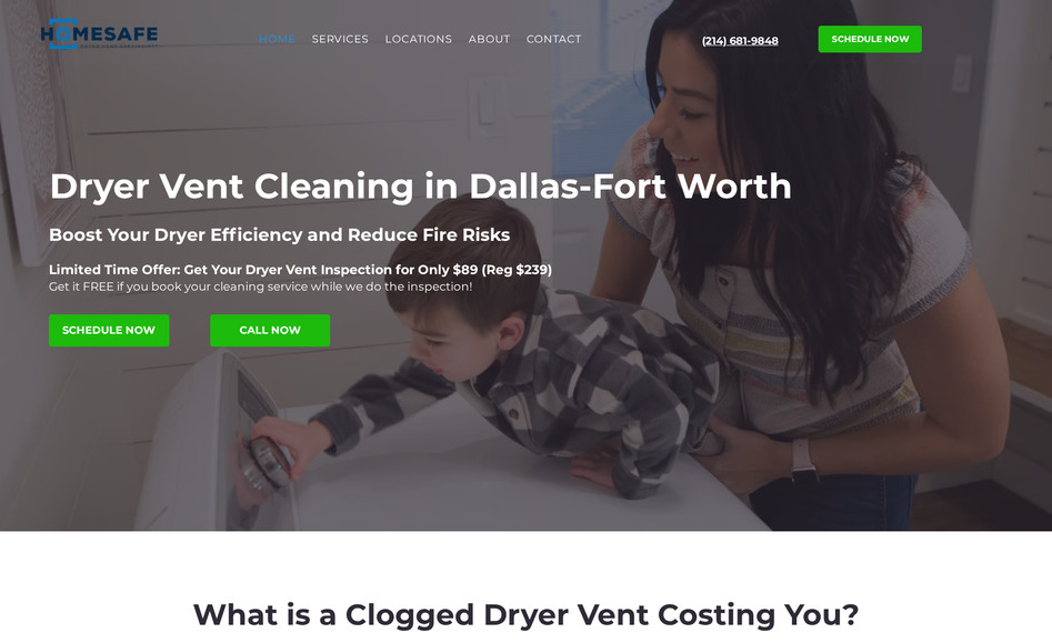 HomeSafe Dryer Vents: We built this whole site and have started our seo plans on it