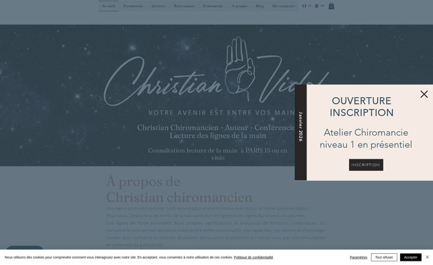 Christian Vidal: Site web pour chiromancien, conférencier et auteur