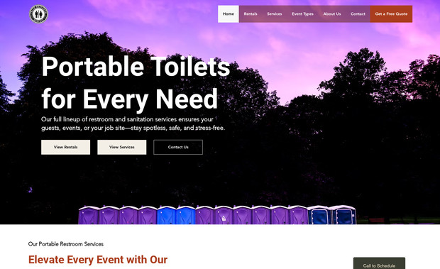 Triad Restroom Rentals: How do you make something like Bathroom rentals engaging? By adding colors and imagery that showcase what they are for! Taking something a bit bland or taboo and making the site truly pop!
