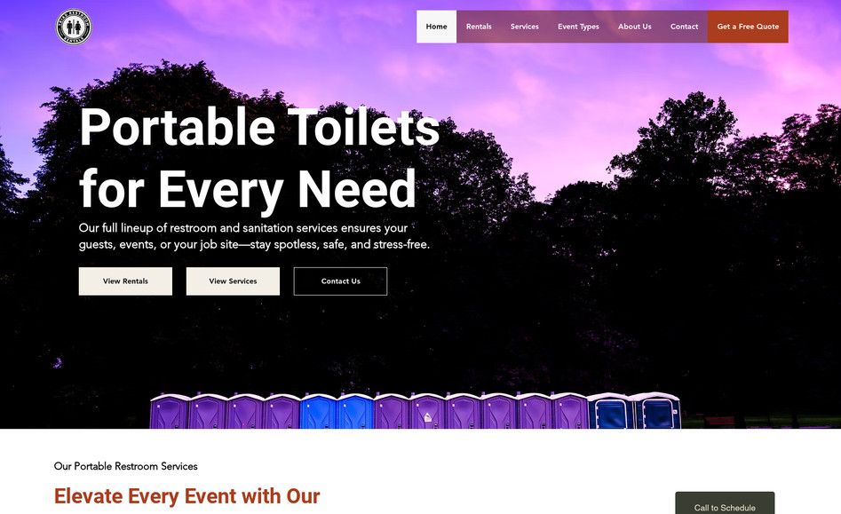 Triad Restroom Rentals: How do you make something like Bathroom rentals engaging? By adding colors and imagery that showcase what they are for! Taking something a bit bland or taboo and making the site truly pop!